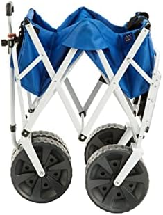 MacSports All Terrain Beach Wagon with Side Table|Heavy Duty Collapsible Folding Cart with Large Wheels for Beach Day, Picnic, Camping, Outdoor Activities | Blue/White - Image 4