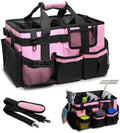 Large Wearable Cleaning Caddy Bag, Pink Tool Bag with Adjustable Shoulder Straps & Divider, 14 inch Cleaning Supplies Organizer for Housekeepers & Cleaners by DOODLEBEAN