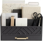 BLU MONACO | Wooden Mail Organizer with Drawer Gold Handle | Mail Sorter Organizer Countertop and Outgoing Mail Holder | Tabletop Organizer with Drawers Grey Desk Storage by Blu_Monaco