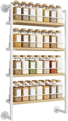 IBUYKE 4 Tier Spice Rack Wall Mount for Kitchen,Natural TLJ016R by IBUYKE