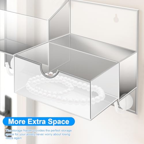 Acrylic Key Holder Wall Mount Mail Organizer for Wall with Shelf Storage Drawer and 5 Hooks, Clear - Image 4