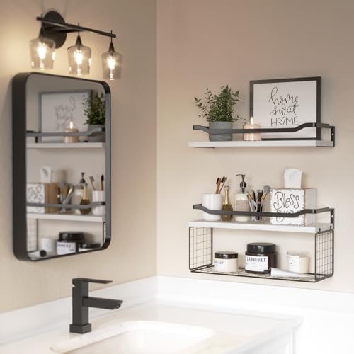 WOPITUES Bathroom Shelves Over Toilet with Protective Metal Guardrail - Image 5