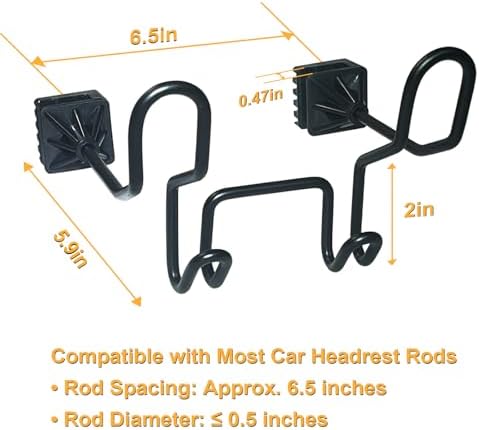 GODLIY Hard Hat Holder for Truck, Heavy-Duty Metal Car Headrest Hooks 2PCS - Image 4