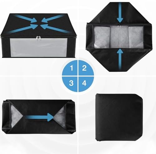 HomeHacks 8-Pack Clothes Organizer Storage Bags, 35L Storage Bins, Black | Foldable Storage Box Container with Zippers, Clear Window, Reinforced Handles for Closet, Dorm, Pillows, Bedding, Sweater - Image 7
