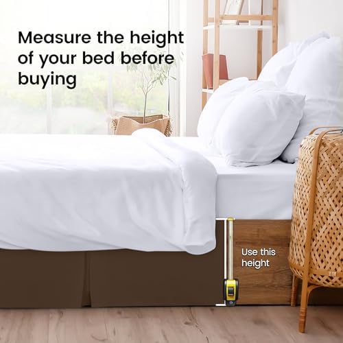 King Bed Skirt, Hides Under-Bed Storage 16 Inch Drop, Pleated, Brown - Image 4