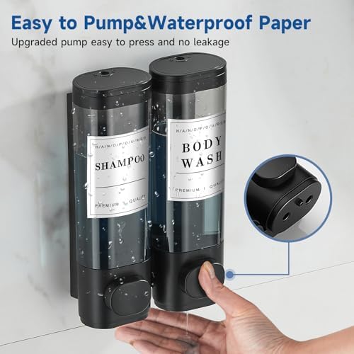 Shampoo and Conditioner Dispenser,Shower Dispenser 2 Chamber No Drill Wall-Mounted Shampoo Dispenser for Shower Wall Mounted Shower Dispenser for Bathroom Hotel,Matte Black1 - Image 2