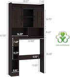 Halitaa Over The Toilet Storage Cabinet with Sliding Doors,Espresso - Image 2