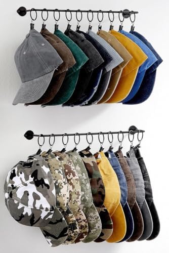 Viklluyr Hat Rack for Baseball Cap Hat Storage with 20 Hooks - Modern Metal Hat Organizer Wall Mounted Caps Hanger Set of 2 for Closet Door Bedroom Entryway Laundry by Viklluyr