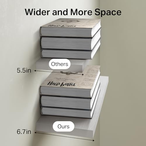 BAYKA White Floating Shelves 15.7in, Set of 3, Wall Mounted for Wall Decor - Image 3