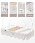 StorageWorks 7 Inch Low Profile Under Bed Storage Containers with Clear Lid | Reinforced Structure, Resists Sagging, Handles & Label Holder, Foldable Stackable Closet Storage for Clothes, Blankets, Toys - Image 3