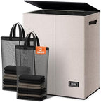 SOLEDI Large Double Laundry Hamper with Lid, Collapsible Clothes Hamper 2 section with Removable Bags, Space-Saving Laundry Basket for Bedroom, Dorm, College by SOLEDI