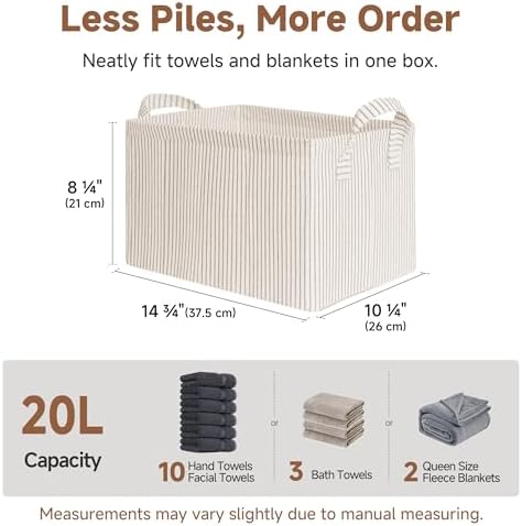 StorageWorks Fabric Storage Bins, Khaki and Beige Stripes, 2-Pack - Image 6