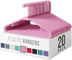 Plastic Hangers 20 Pack Pink - Clothes Hangers - Makes The Perfect Coat Hanger and General Space Saving Hangers for Closet and New Apartment Essentials - Percheros Ganchos para Colgar Ropa Hangars by Neaterize