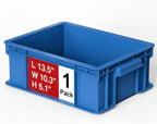 Heavy Duty Storage Bins, 1-Pack Stackable Tool Storage Box for Hardware, Screws, Nuts and Bolts, Space-Saving Straight Wall Container for Garage, Workshop & Factory, 13.5"L × 10.3"W× 5.1"H, Blue by Mudygelay