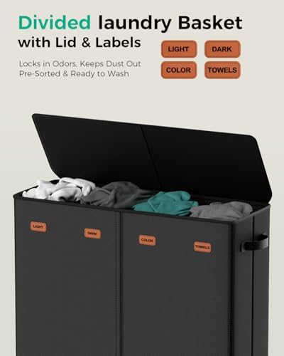 185L Laundry Hamper 4 Section with Lid & Removable Bags - Image 3