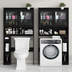 Vabches Over-The-Toilet Storage Cabinet with 2 Acrylic Waves Doors, Black. - Image 6