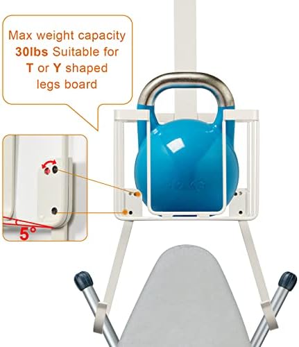 ORLESS Over The Door/Wall Mount Ironing Board Hanger, Laundry Room Iron and Ironing Caddy Board Storage Holder White - Image 5