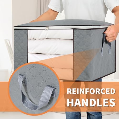 combocube 6 Pack Closet Organizers and Storage Containers, Clothes Storage Bins, Storage Bags with Large Clear Window & Handles for Comforter, Pillow, Quilt, Bedding, Clothes - Image 4