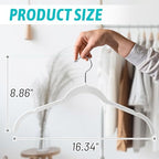 Sishynio Velvet Hangers 50 Pack, Non-Slip Slim Felt Clothes Hangers White | Space-Saving Closet Organization; Flocked Surface; 360° Swivel Hooks; For Shirts, Coats, Dresses, Blouses - Image 6