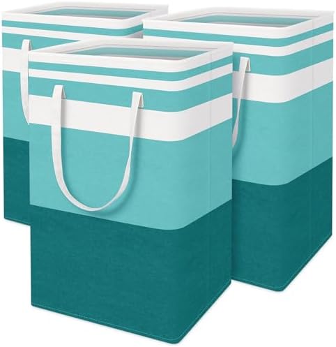 BlissTotes 3-Pack Laundry Basket, Collapsible Laundry Hamper, Green, 75L by BlissTotes