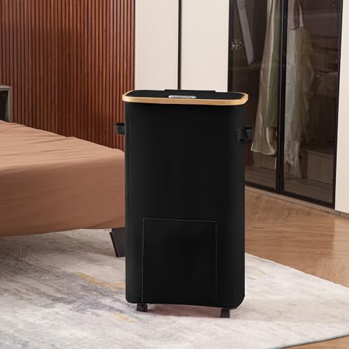 Vincona Laundry Basket with Wheels, Tall Dirty Clothes Hamper on Wheels, Rolling Laundry Hamper with lid for Dorm, Bedroom and Bathroom - Image 7