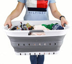 SAMMART 42L (11 gallon) Collapsible Plastic Laundry Basket - Foldable Pop Up Storage Container/Organizer - Space Saving Hamper/Basket (1, White/Dark Grey) - Image 6