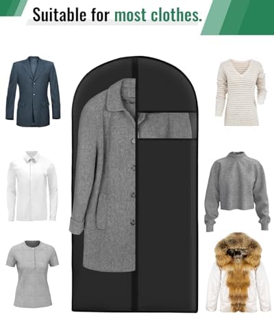 Garment Bags for Hanging Clothes 16 packs Washable Black Suit Bags for Closet Storage and Travel with Clear Window (43 inches) - Image 4