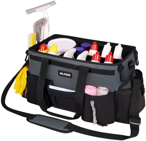 JKAOO Large Wearable Cleaning Caddy Bag with Handles, Gray - Image 7