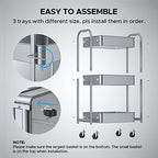 MAX Houser 3-Tier Rolling Utility Cart with Caster Wheels,Easy Assembly, for Kitchen, Bathroom (Silvery-Grey) (Pack of 3) - Image 6