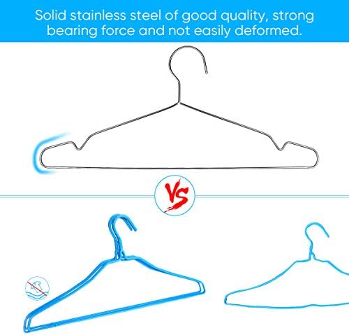Fayleeko Heavy Duty Stainless Steel Coat Hangers - 40 Pack of 17.7 Inch Ultra Thin, Space Saving Clothes Hangers (Silver) - Image 2