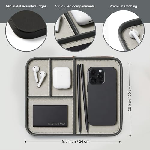 Nordik Leather Valet Tray - Medium EDC Tray - Sahara Gray 9.5 x 7.9 in - Image 3