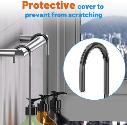 YUOROS 304 Stainless Steel Hanging Shower Caddy (Black) - Image 4