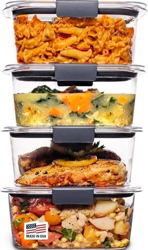 Rubbermaid Brilliance BPA Free Airtight Food Storage Containers with Lids, Set of 4 (4.7 Cup) Ideal for Lunch, Meal Prep, and Leftovers by Unknown