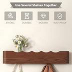 Wall Mounted Coat Rack with Shelf, Wooden Entryway Organizer with Hidden Metal Hooks for Hanging Coats Bags Keys, Modern Floating Shelf for Hallway Bathroom - Image 6
