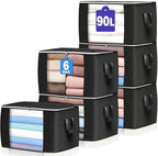 90L Large Storage Bags, 6 Pack Clothes Storage Bins Closet Organizers | Foldable Storage Containers, with Reinforced Handle, for Clothing, Blanket, Comforters, Bed Sheets, Pillows and Toys by BuddingJoy-BuildaJoyfulLifeforYou