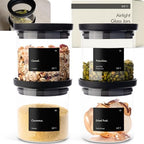 KIVY Airtight Glass Jars with transparent Lids & Labels 4x 17oz - Stackable by KIVY
