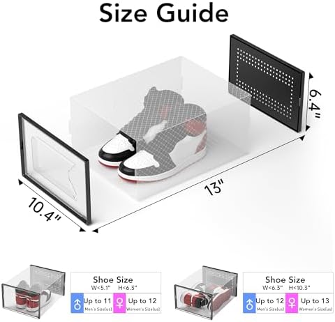 Foluck X-Large 15 Pack Shoe Storage Organizer Box Clear Plastic Stackable | Interlocking Design, Sturdy Dustproof Breathable, Fits Men's Size 10 Women's Size 11, for Closet Entryway Under Bed - Image 2