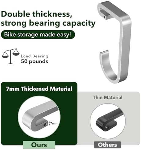 Thickened Bike Hooks for Garage Ceiling Rack, S Hooks Hanging Bike, Silver - Image 2