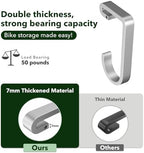 Thickened Bike Hooks for Garage Ceiling Rack, S Hooks Hanging Bike, Silver - Image 2