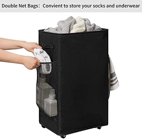 Chrislley Rolling Laundry Basket, 90L Foldable Laundry Hamper with Wheels - Image 3