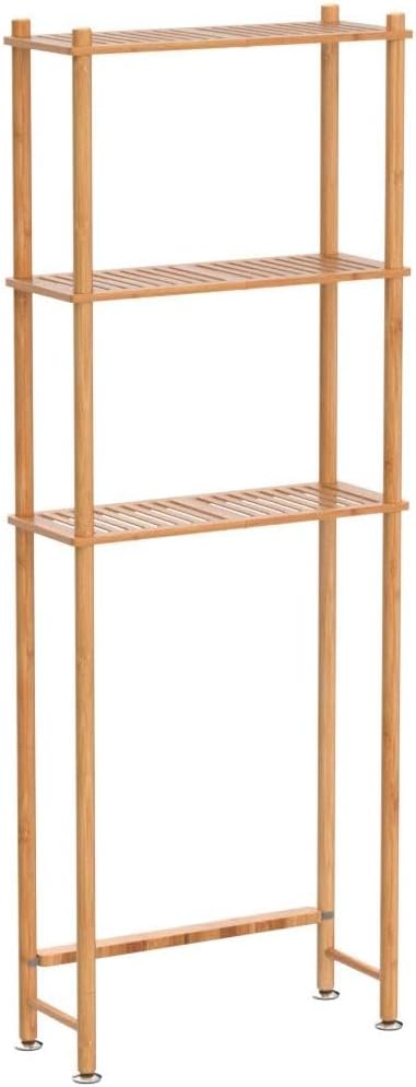 AmazerBath Bamboo Over The Toilet Storage Shelf, 3-Tier Bathroom Over Toilet Organizer Rack, Freestanding Above Toilet Shelf for Bathroom, Laundry, Space Saver, Natural Color - Image 5