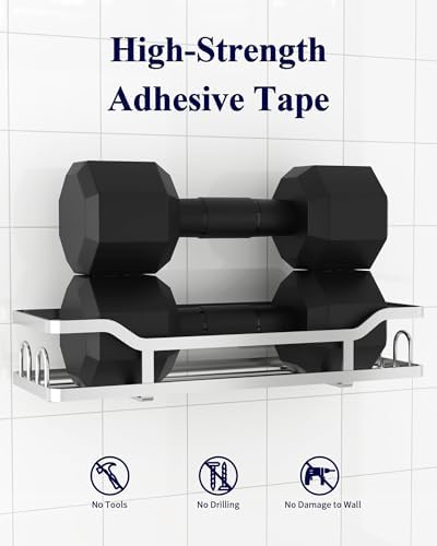 Kitsure Shower Caddy, Adhesive Shower Organizer, X-Large, Silver - Image 4