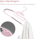 Heavy Duty Plastic Hangers 50 Pack with Non-Slip Design,0.2 Inches Thick,360°Swivel Hook Space Saving Organizer for Bedroom Closet,Shirts,Pants,Strong Enough for Coat(Pink- S Shaped) - Image 3