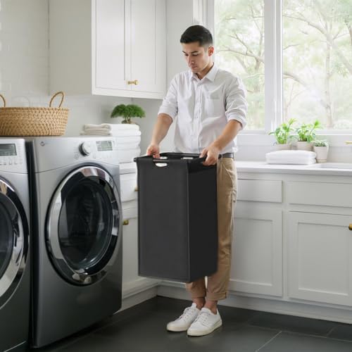 Herture Laundry Hampers with Shelf, Laundry Basket 3 Section, 3 x 15.87 Gal - Image 7