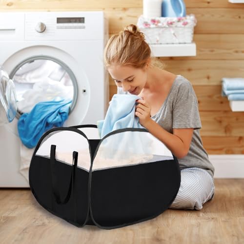 2 Pack Collapsible Laundry Baskets, 90L Large Foldable Laundry Basket, Pop Up Hampers for Laundry, Dirty Clothes Laundry Hamper for Bedroom, Bathroom, Dorm, Laundry Room, Travel or Camping Black - Image 2