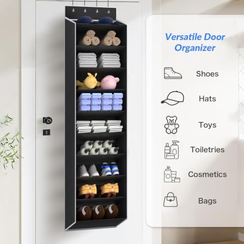REGELETO 10 Tiers Large Size Over the Door Shoe Organizer Storage, Hanging Shoe Rack for Door with Deep Pockets, Fit 20 Pairs Shoe Organizer Holder for Sneakers and Boots (Black) - Image 6