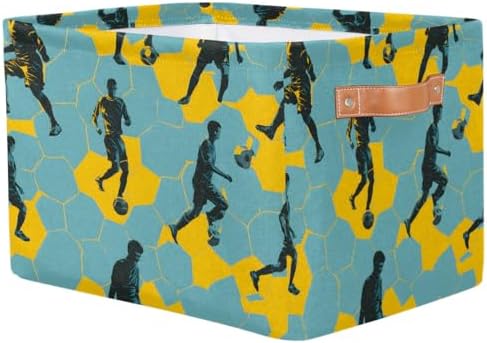 Soccer Blue Storage Basket Toy Storage Bins Collapsible Cube Organizer - Image 2