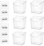 Clear Inside Cabinet Door Organizer, 6 Pack Plastic Wall Storage Bin Adhesive, Vertical Versatile Caddy Makeup Brush Pen Holder for Small Spaces in Bathroom, Office, Kid's Room Organization, No-Drill by Hiopeak