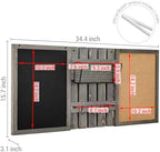MyGift 3 Panel Gray Solid Wood Bulletin Board Set Chalkboard Cork Board - Image 5
