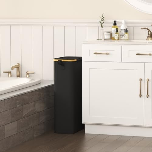 Lifewit 65L Slim Laundry Hamper with Lid and Removable Bag, Black - Image 2